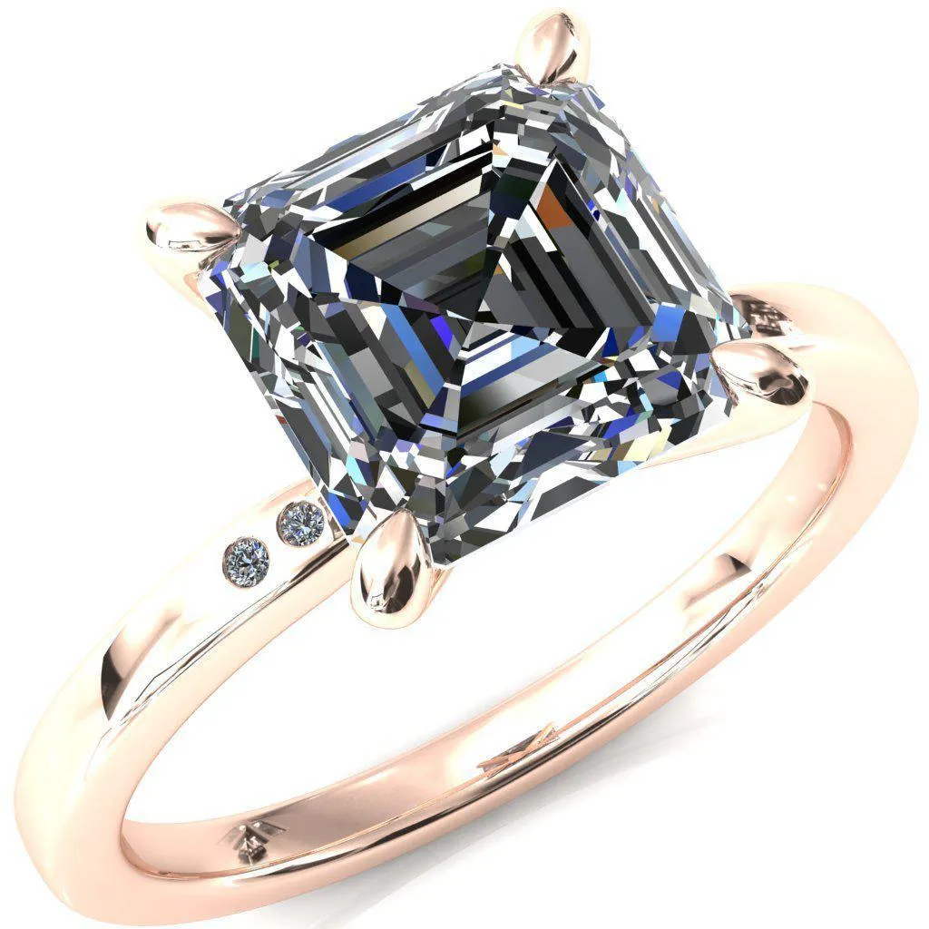 Maise Asscher Moissanite 4 Prong Diamond Accent Engagement Ring