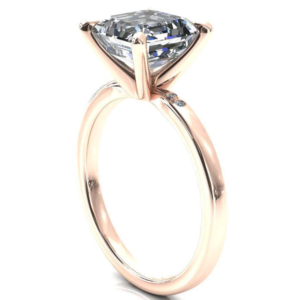 Maise Asscher Moissanite 4 Prong Diamond Accent Engagement Ring