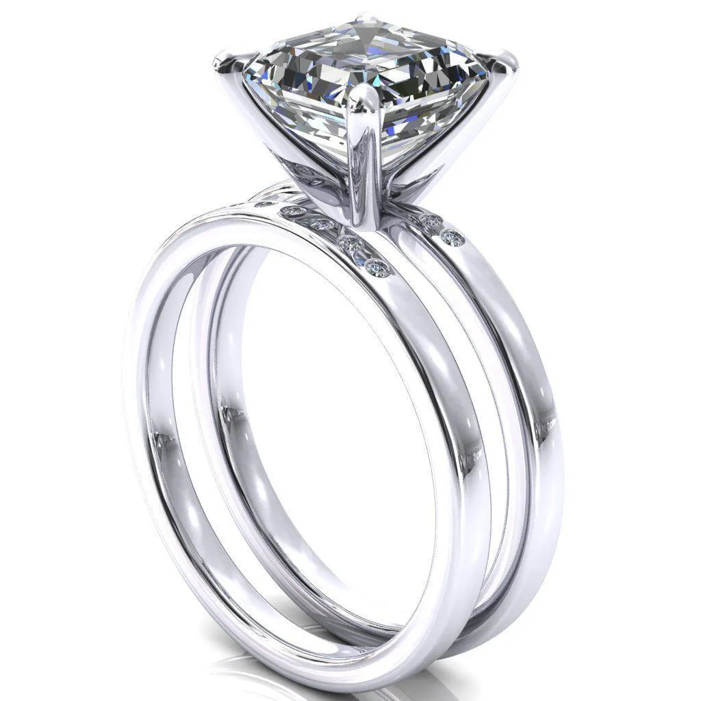 Maise Asscher Moissanite 4 Prong Diamond Accent Engagement Ring