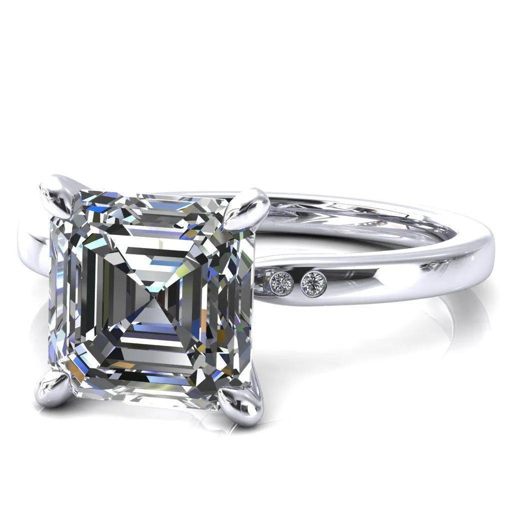 Maise Asscher Moissanite 4 Prong Diamond Accent Engagement Ring
