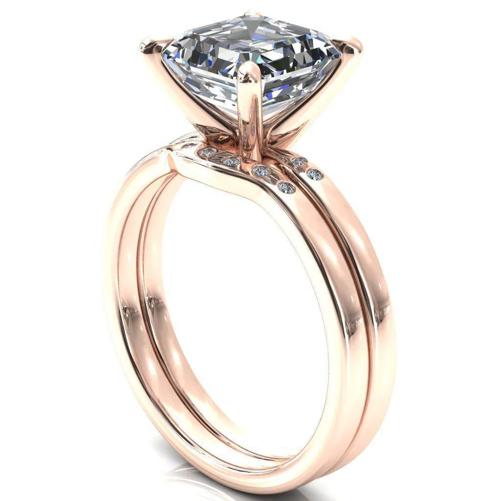 Maise Asscher Moissanite 4 Prong Diamond Accent Engagement Ring