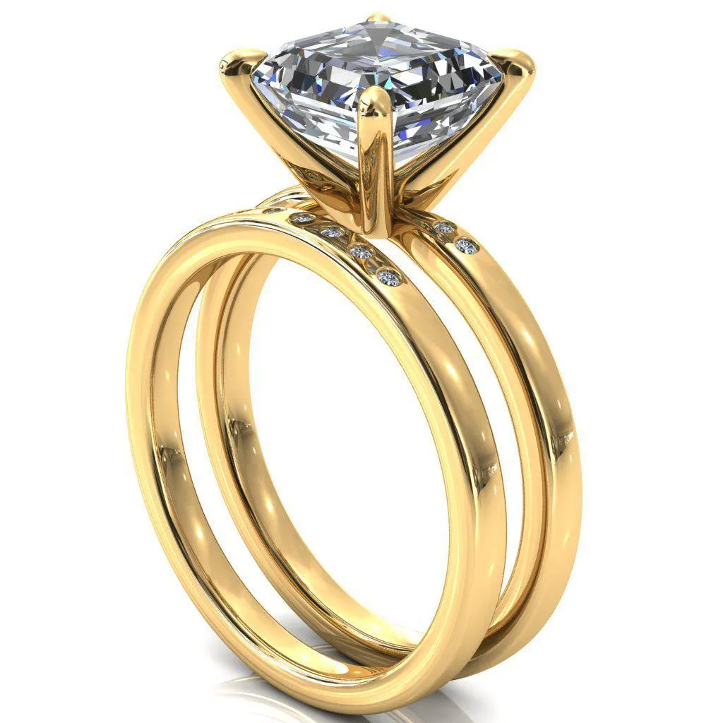 Maise Asscher Moissanite 4 Prong Diamond Accent Engagement Ring