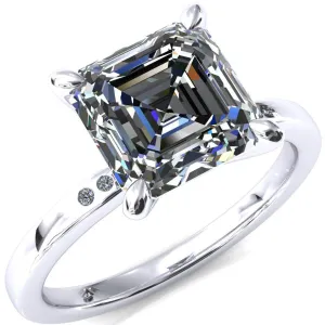 Maise Asscher Moissanite 4 Prong Diamond Accent Engagement Ring