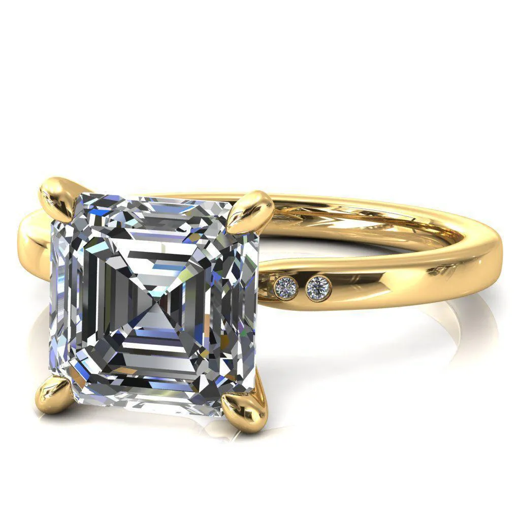 Maise Asscher Moissanite 4 Prong Diamond Accent Engagement Ring