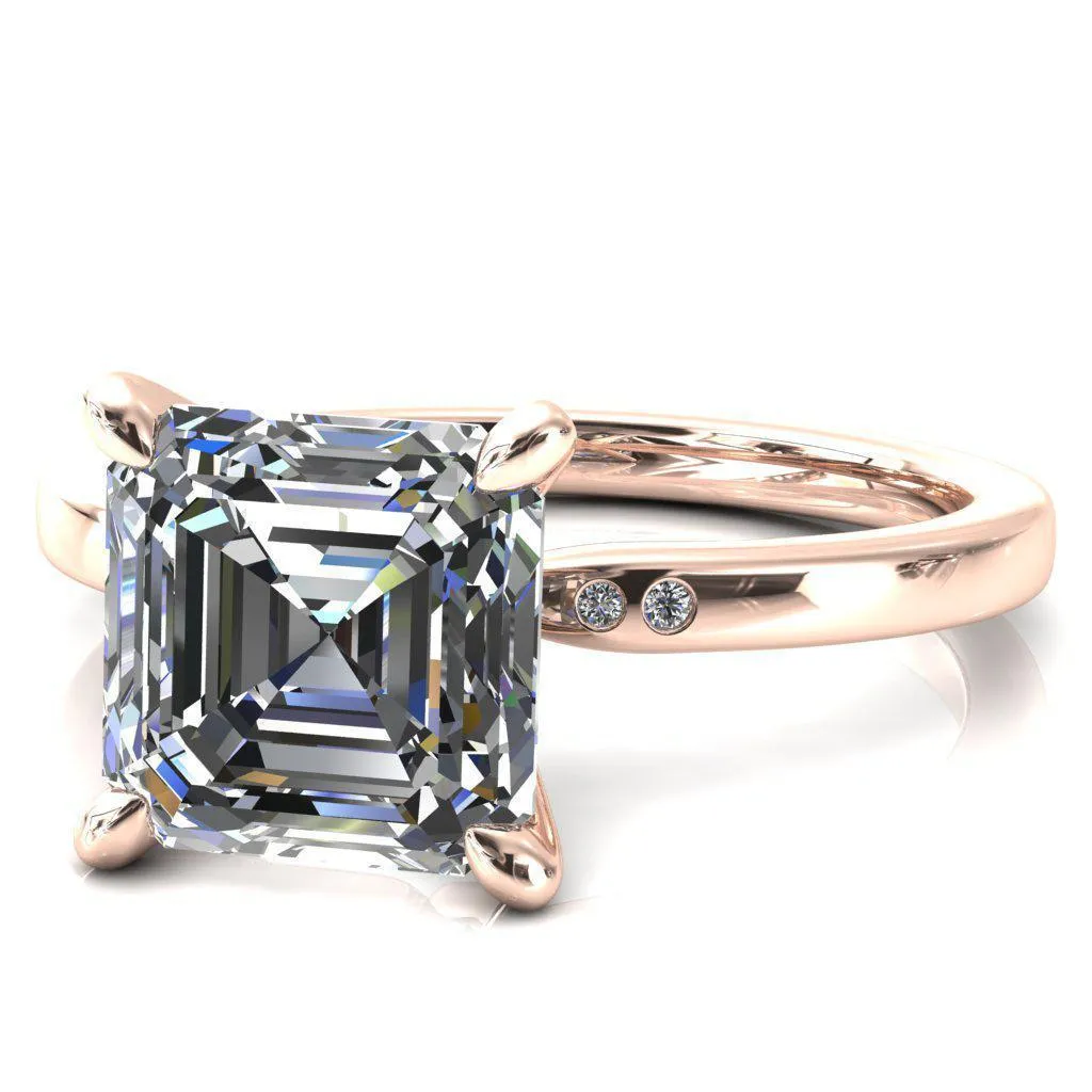 Maise Asscher Moissanite 4 Prong Diamond Accent Engagement Ring