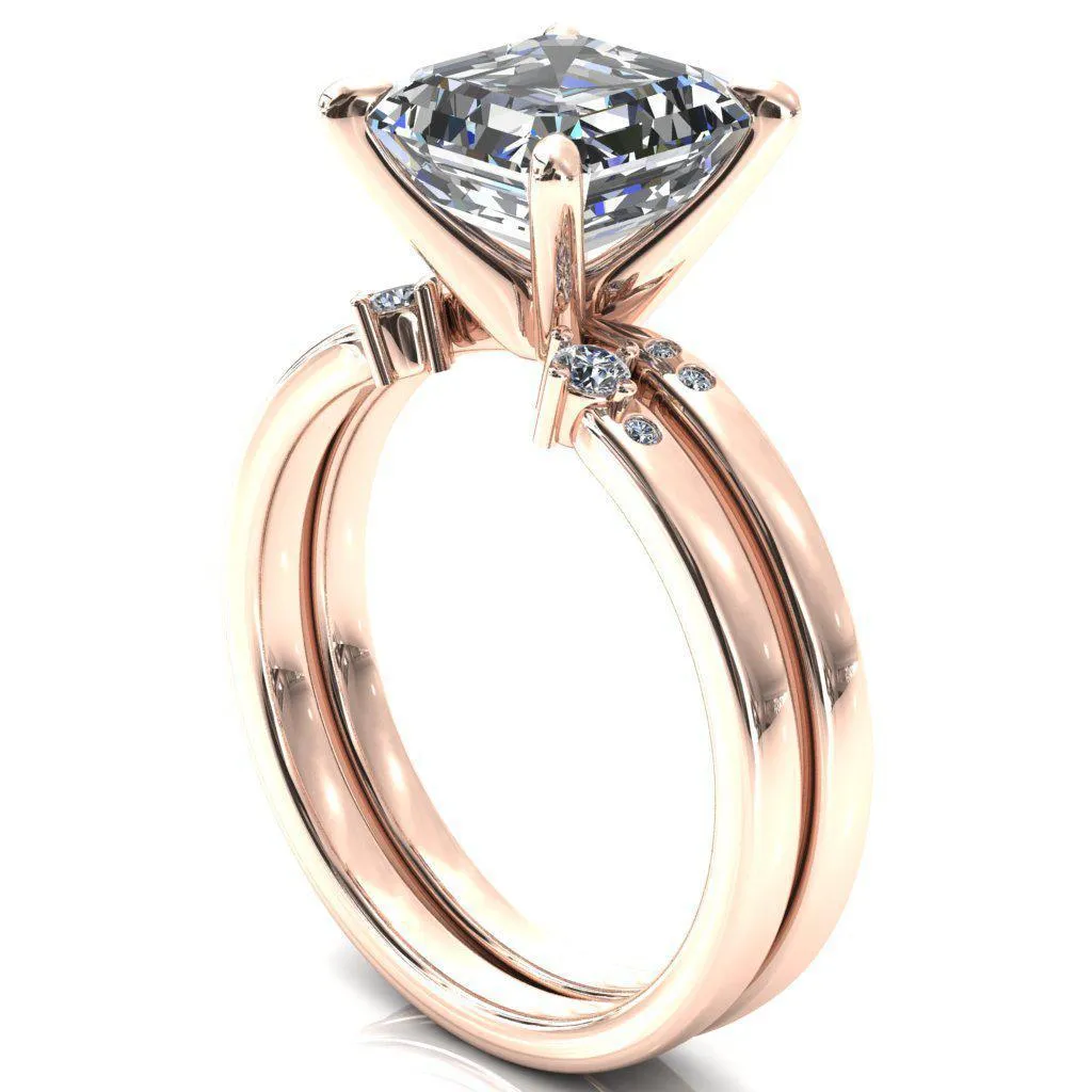 Maise Asscher Moissanite 4 Prong Diamond Accent Engagement Ring