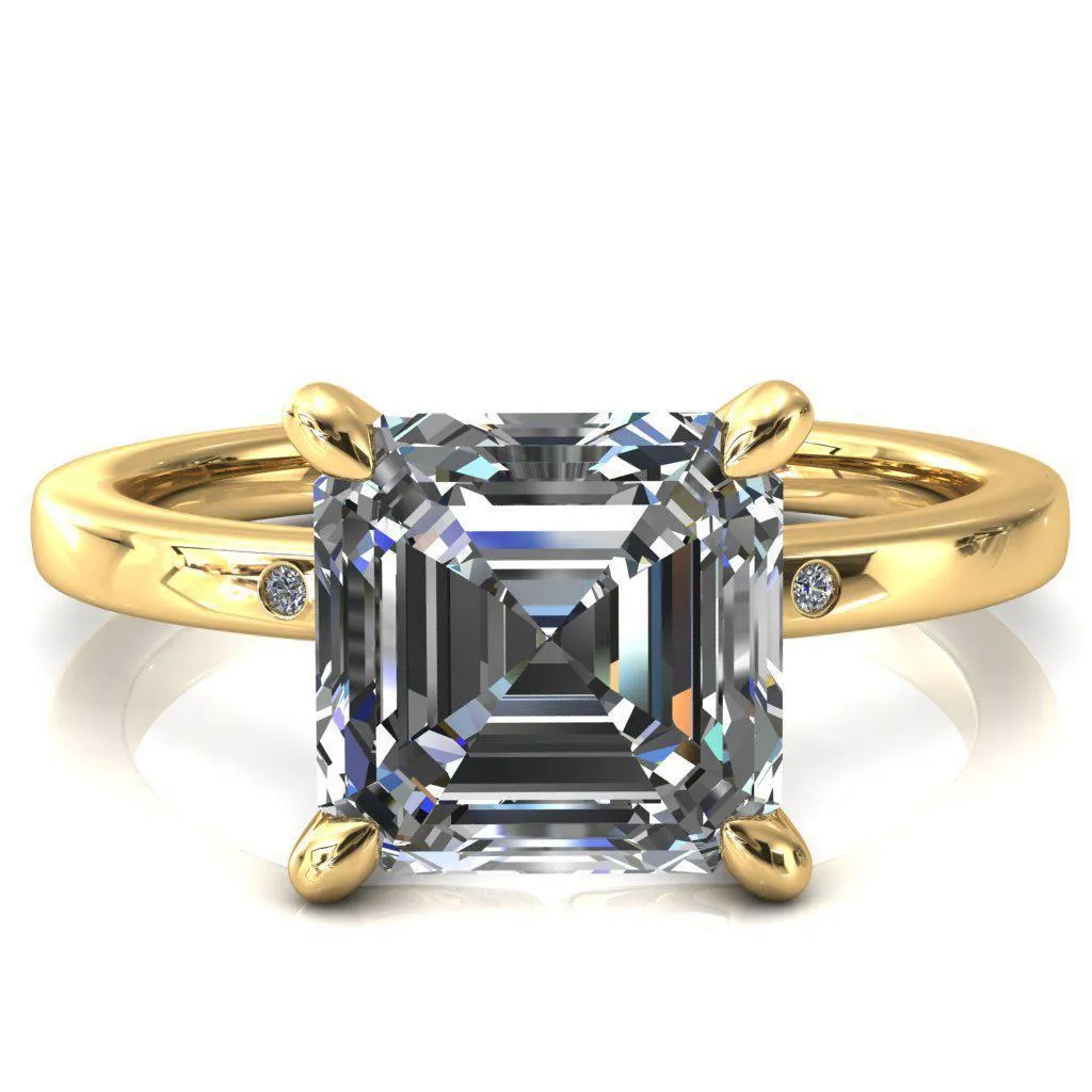 Maise Asscher Moissanite 4 Prong Diamond Accent Engagement Ring