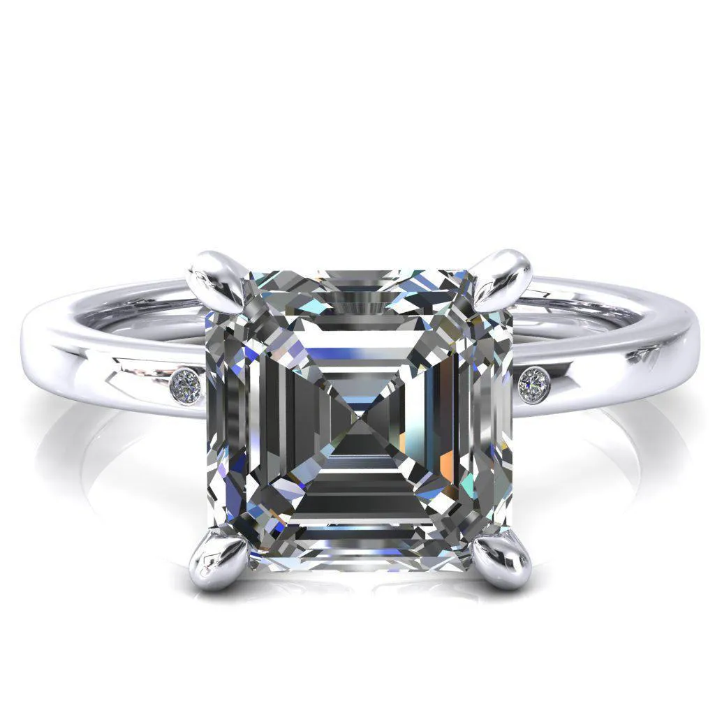 Maise Asscher Moissanite 4 Prong Diamond Accent Engagement Ring