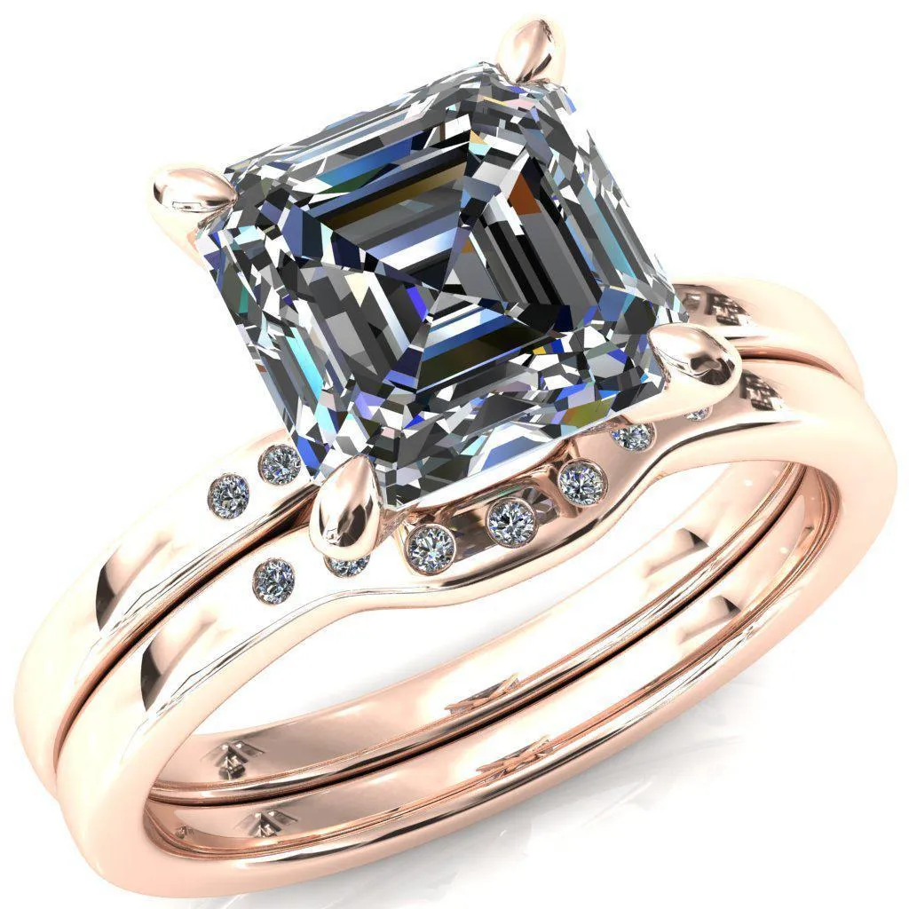 Maise Asscher Moissanite 4 Prong Diamond Accent Engagement Ring