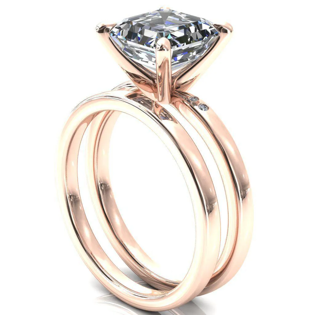 Maise Asscher Moissanite 4 Prong Diamond Accent Engagement Ring