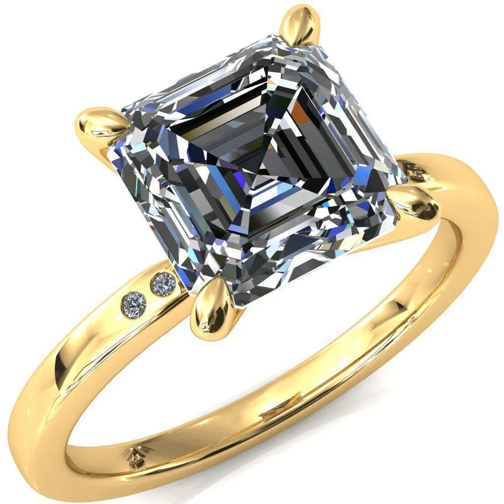 Maise Asscher Moissanite 4 Prong Diamond Accent Engagement Ring