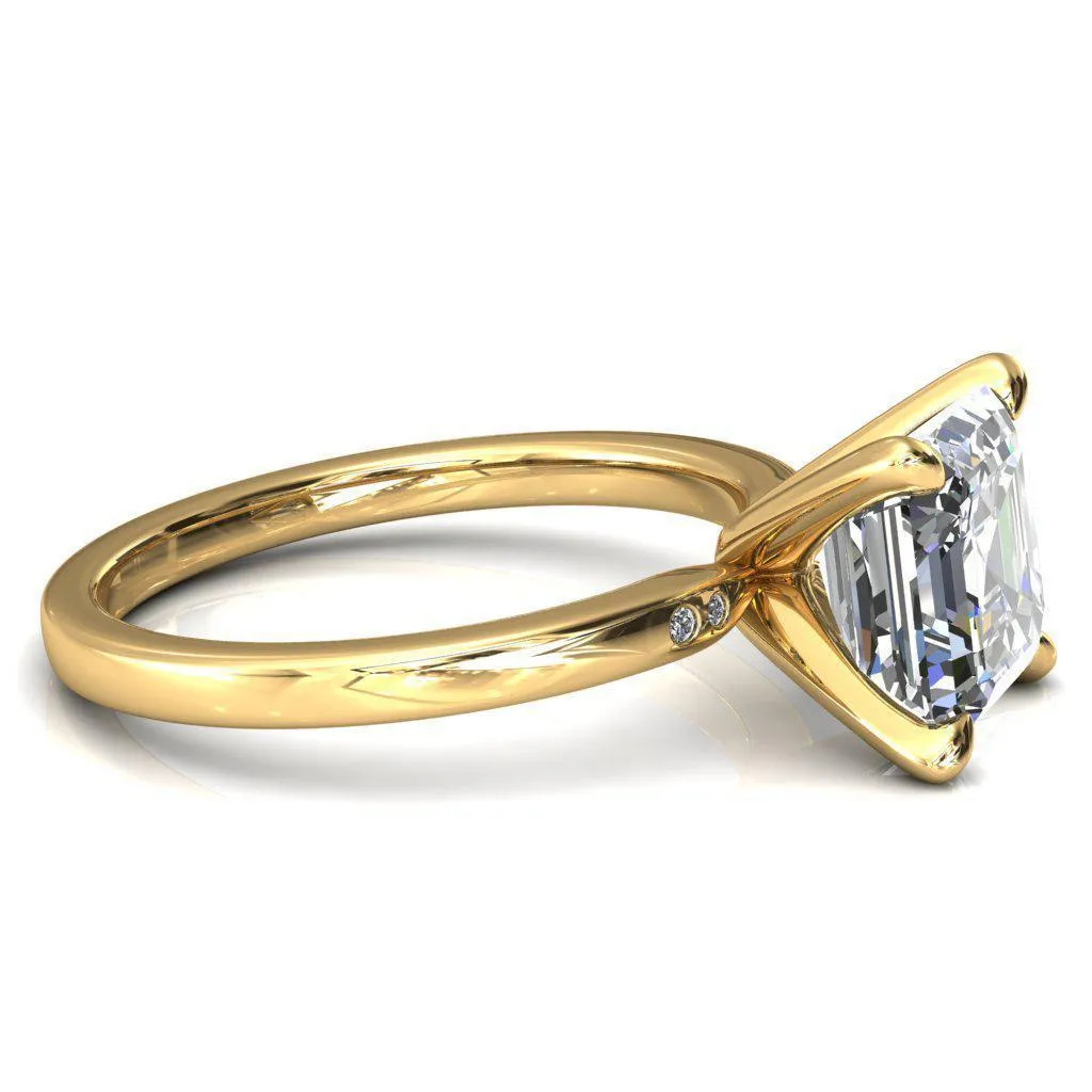 Maise Asscher Moissanite 4 Prong Diamond Accent Engagement Ring