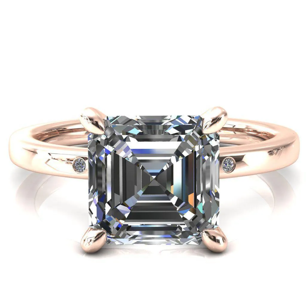 Maise Asscher Moissanite 4 Prong Diamond Accent Engagement Ring