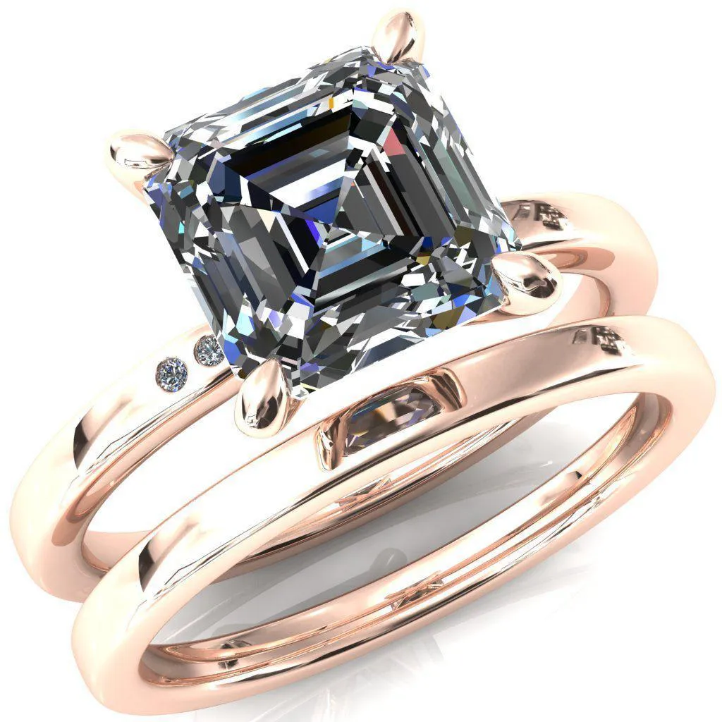 Maise Asscher Moissanite 4 Prong Diamond Accent Engagement Ring