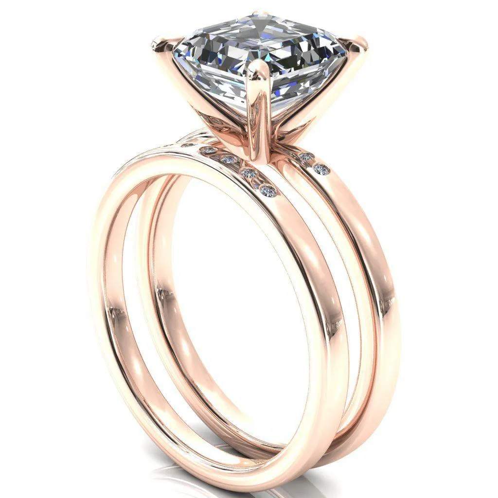 Maise Asscher Moissanite 4 Prong Diamond Accent Engagement Ring