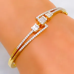 Majestic Glowing Diamond   18k Gold Bangle Bracelet