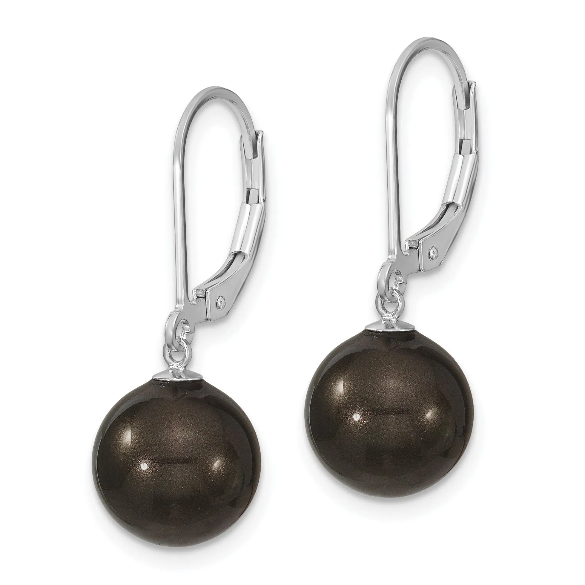Majestik Round Black Pearl Leverback Earring