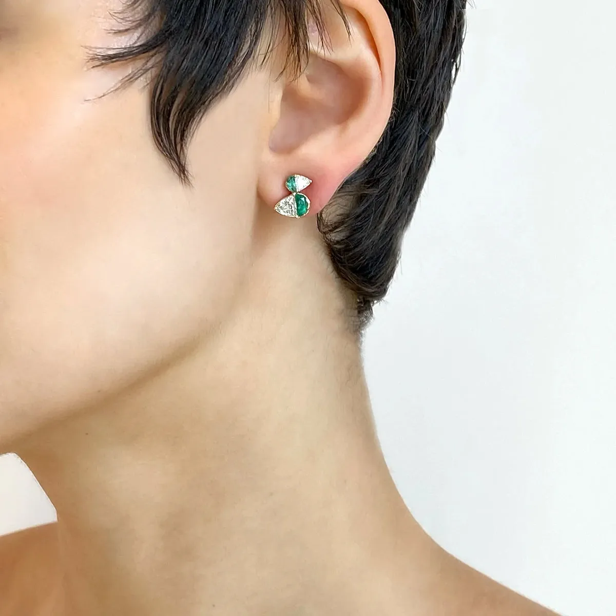 Mallard Studs - Emerald and Diamond