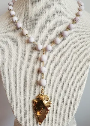 Marbled Rosary Arrowhead Necklace