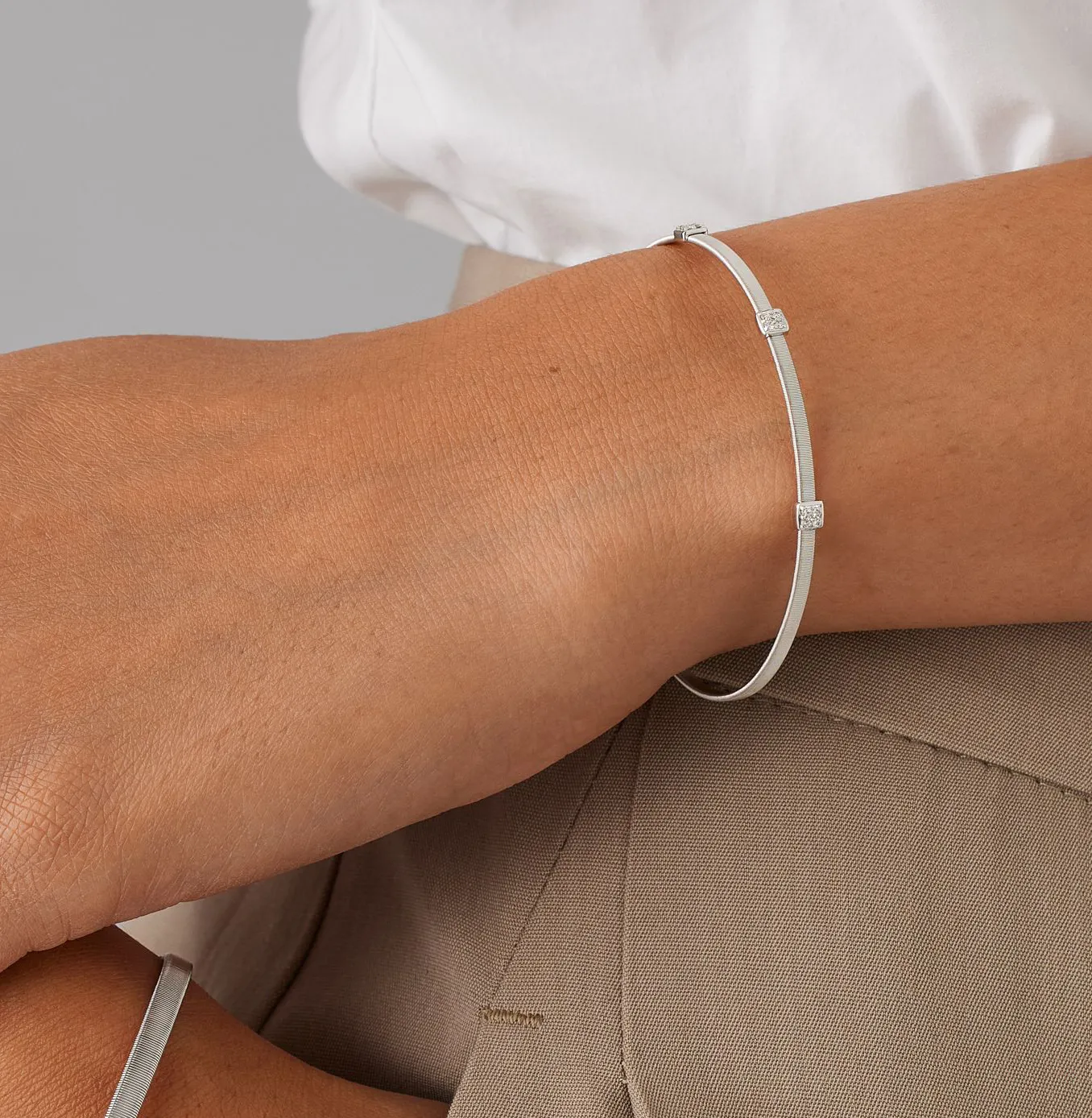 Marco Bicego Masai White Gold Diamond Station Bracelet