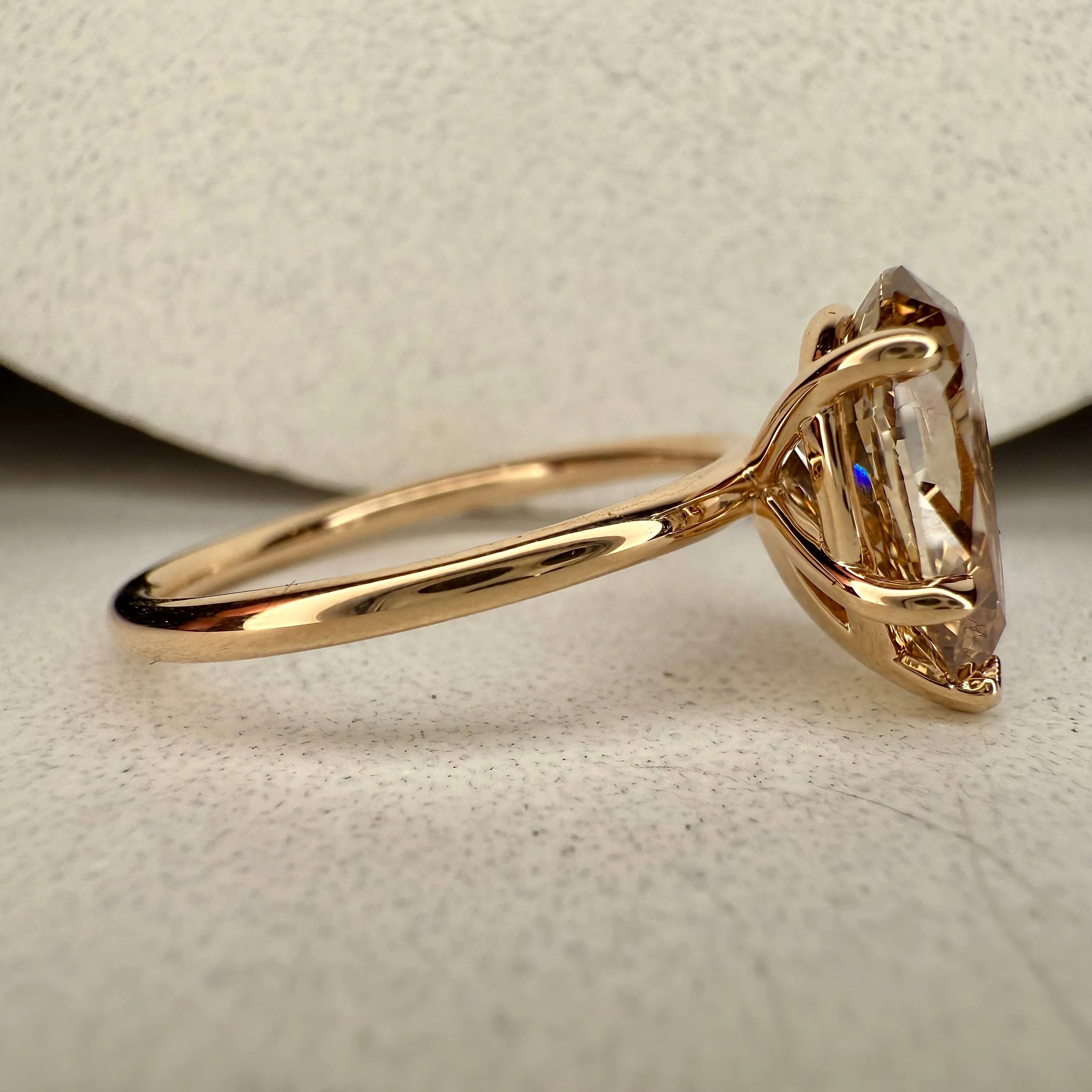 Margot Pear Shape Old Mine Cut  Champagne Diamond Engagement Ring -  (2.56ct)