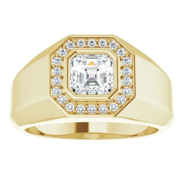 Matthew Asscher Moissanite Bezel Diamond Channel Halo Ring