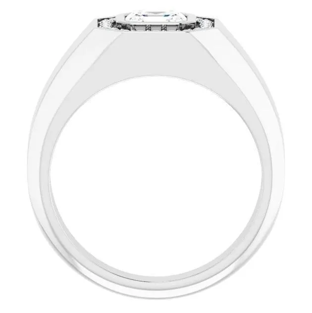 Matthew Asscher Moissanite Bezel Diamond Channel Halo Ring