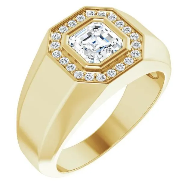 Matthew Asscher Moissanite Bezel Diamond Channel Halo Ring