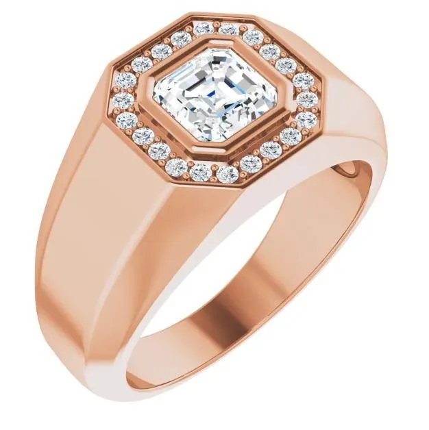 Matthew Asscher Moissanite Bezel Diamond Channel Halo Ring