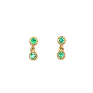 Meadow Double Emerald Earrings in 20K Peach Gold