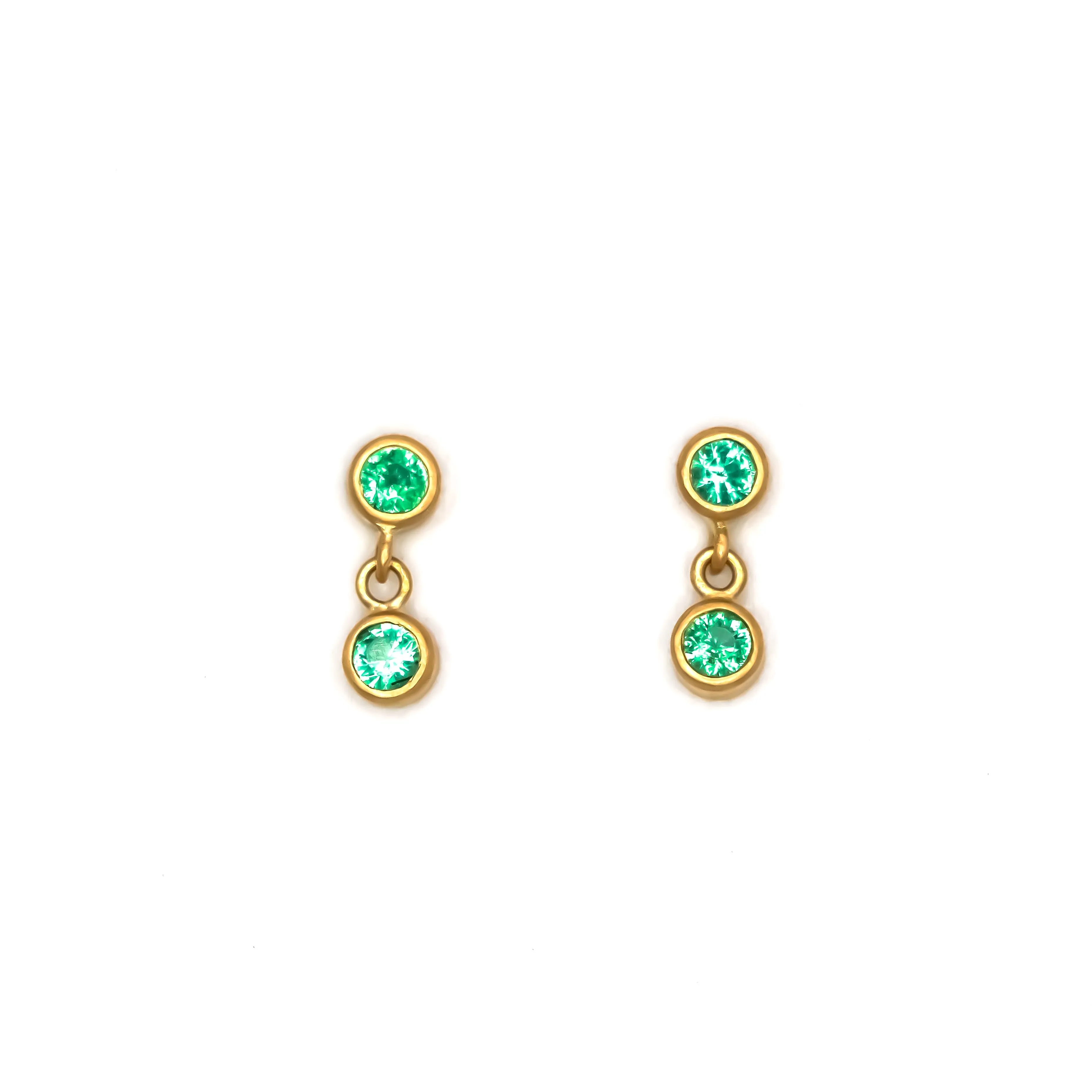 Meadow Double Emerald Earrings in 20K Peach Gold
