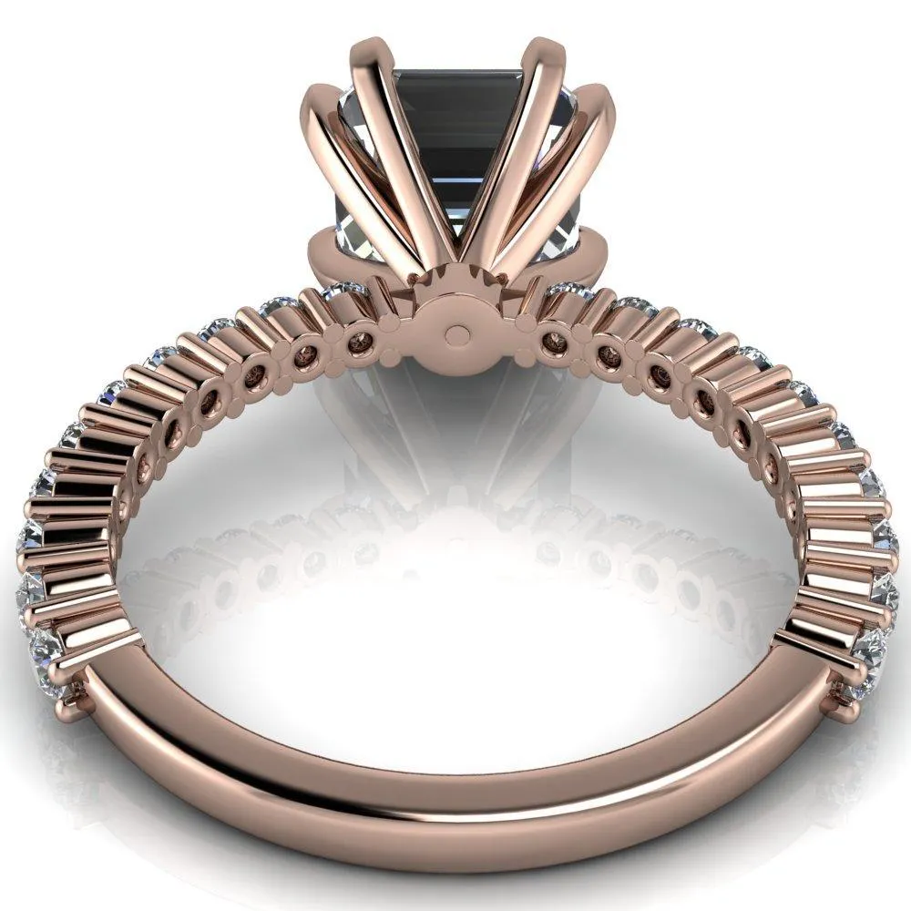 Melina Asscher Moissanite 8 Prong Shared Prong Shank Engagement Ring
