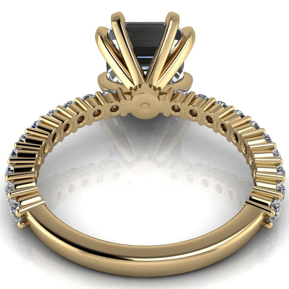 Melina Asscher Moissanite 8 Prong Shared Prong Shank Engagement Ring