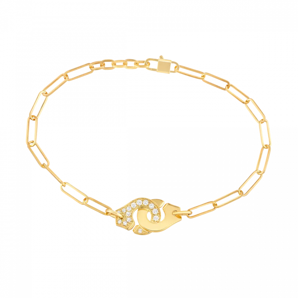 Menottes R10 Bracelet in Yellow Gold with Diamonds