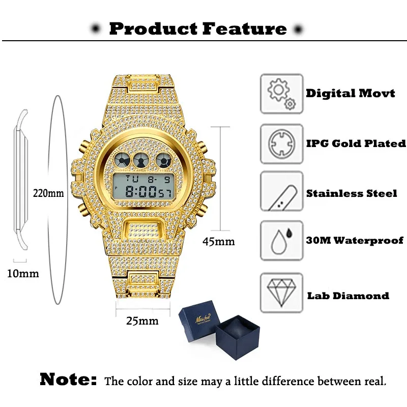 Men's Watches Luxury LED Digital Quartz Gold Watch Men G Style Shock Proof AAA Male Wrist Watches For Men and Boys