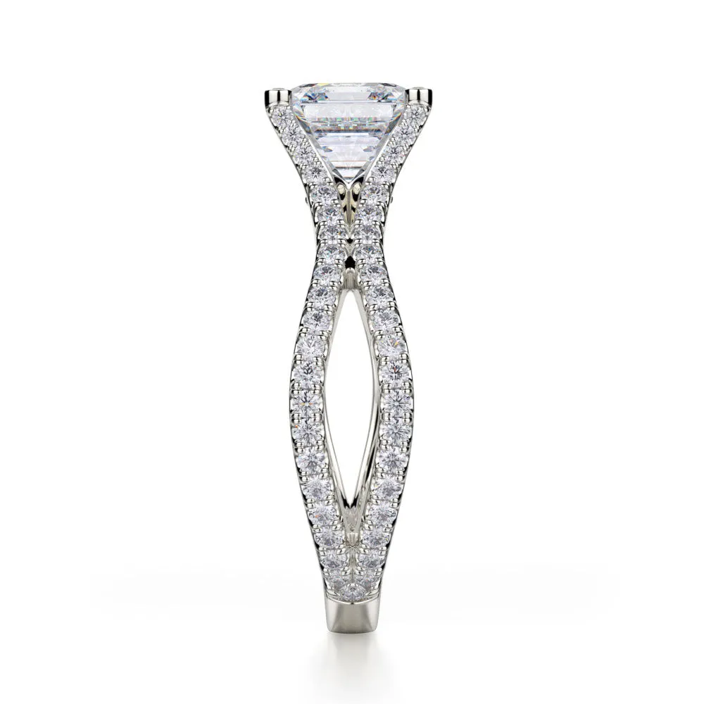 Michael M Asscher Shaped Center Diamond Engagement Ring R725-2
