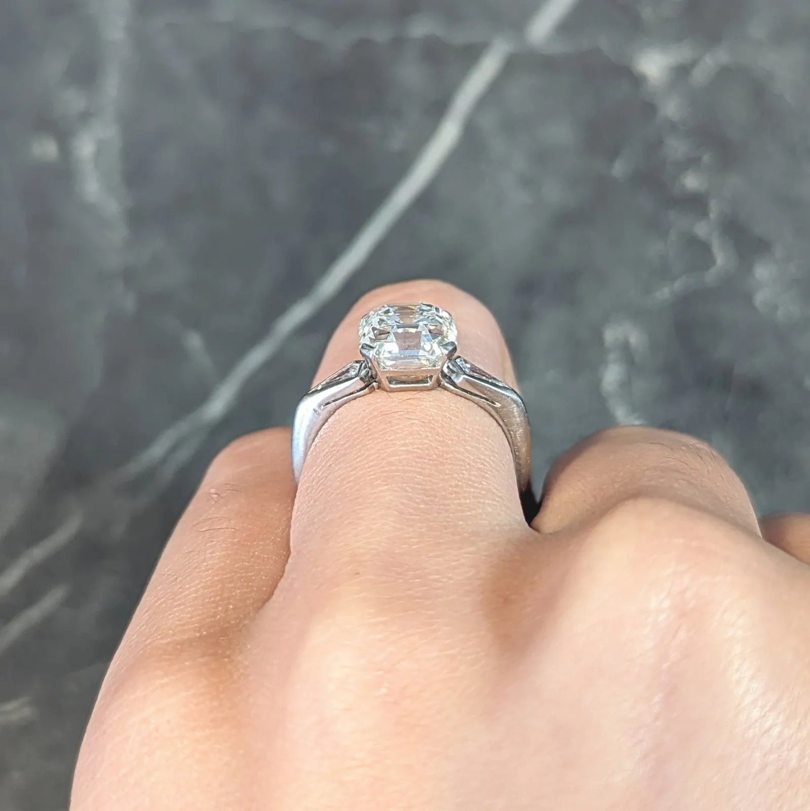 Mid-Century 3.62 CTW Asscher Cut Diamond Platinum Vintage Engagement Ring GIA