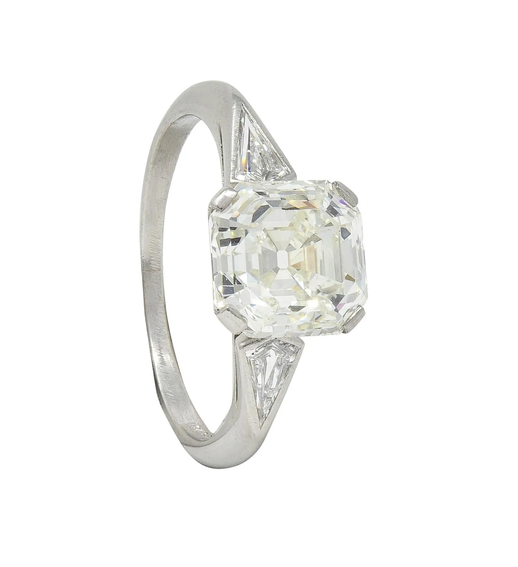 Mid-Century 3.62 CTW Asscher Cut Diamond Platinum Vintage Engagement Ring GIA