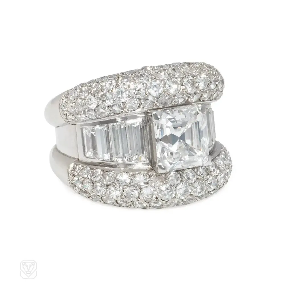 Mid-century diamond cocktail ring, French import.