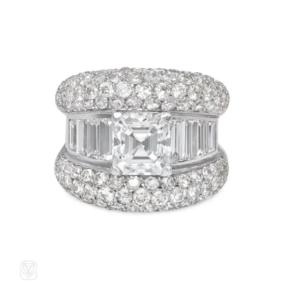Mid-century diamond cocktail ring, French import.