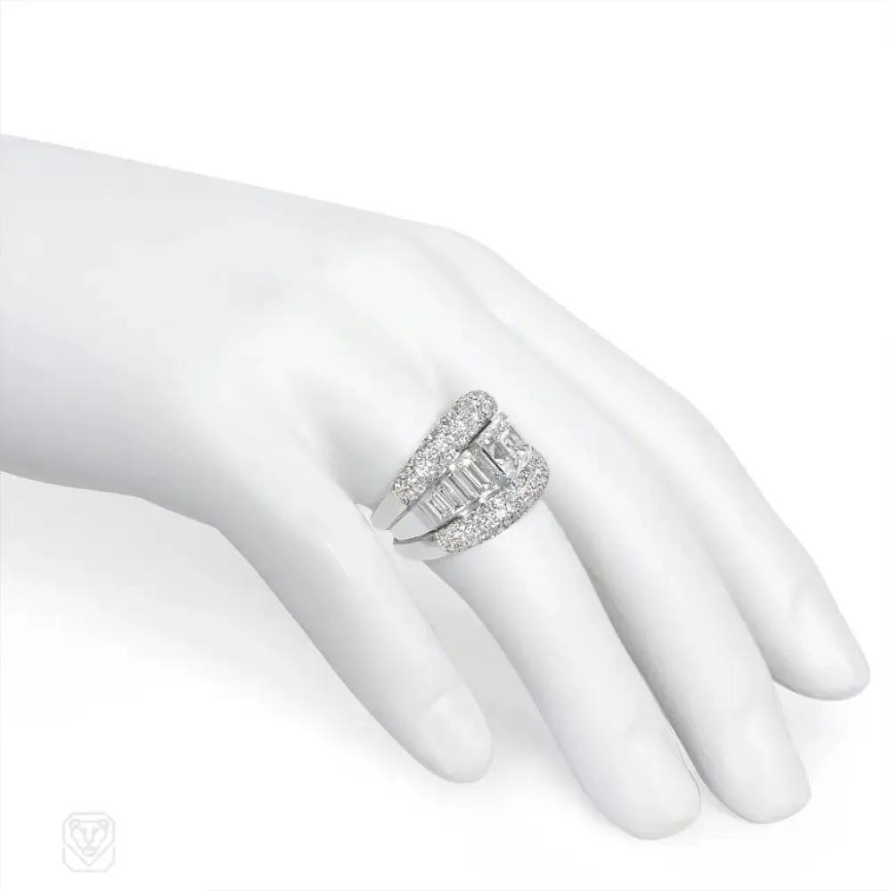 Mid-century diamond cocktail ring, French import.