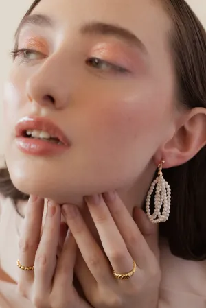 Mini pearl dangle earrings, statement pearl earring, lightweight, drop chain, boho style, wedding pearls,  genuine shell pearls, minimalist