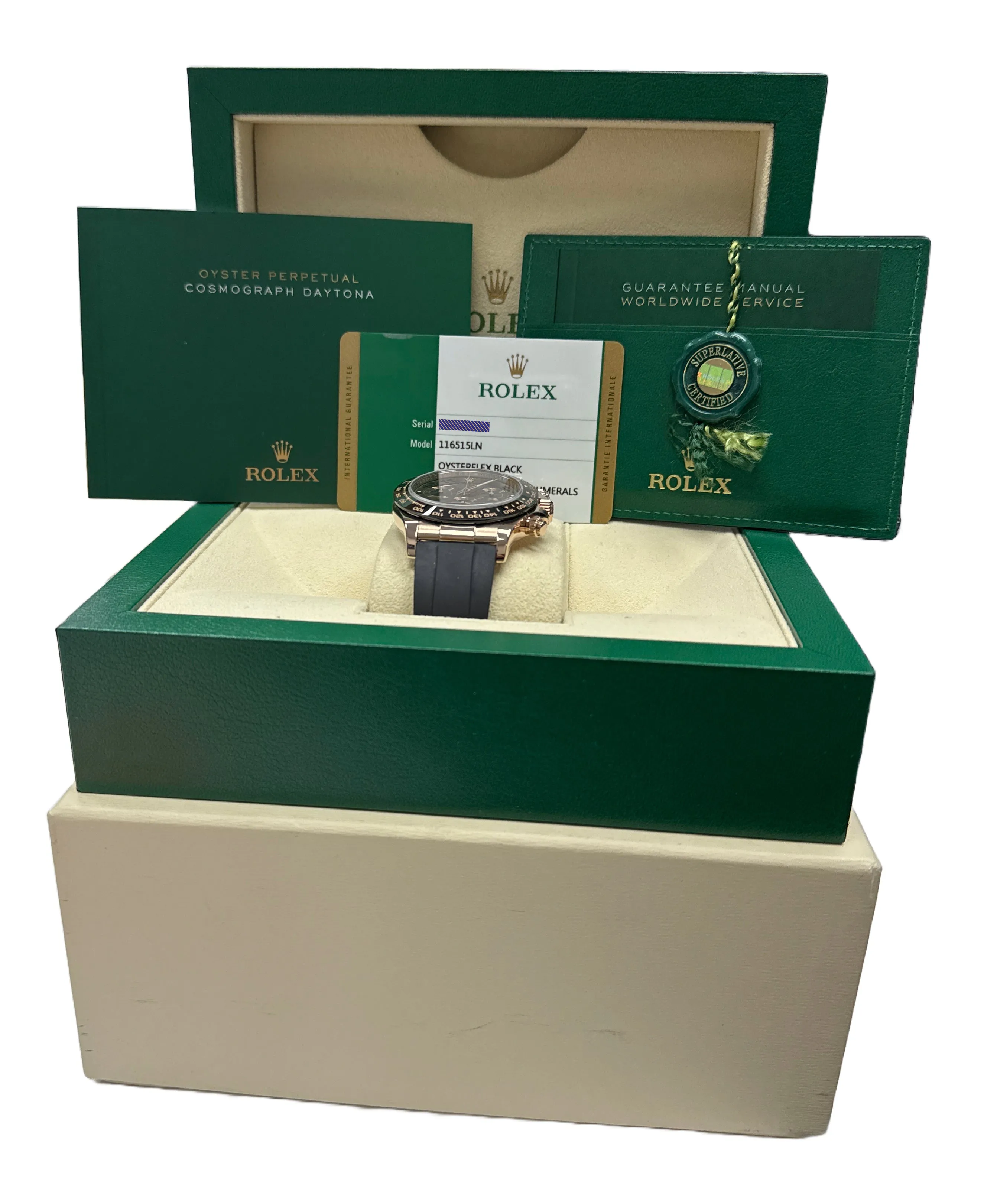 MINT PAPERS Rolex Daytona CHOCOLATE Arabic Rose Gold 116515 40mm Oysterflex BOX