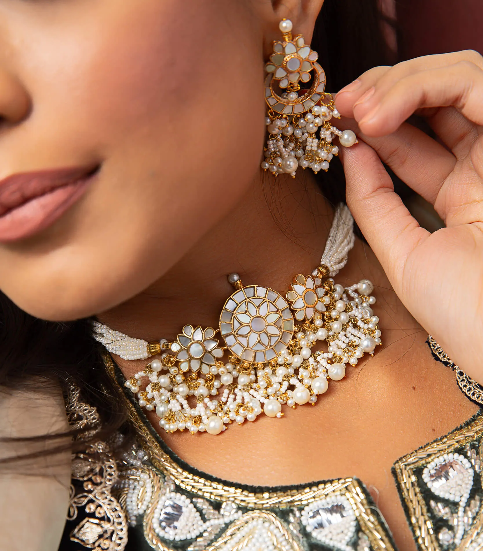Mitali mother of pearl choker set