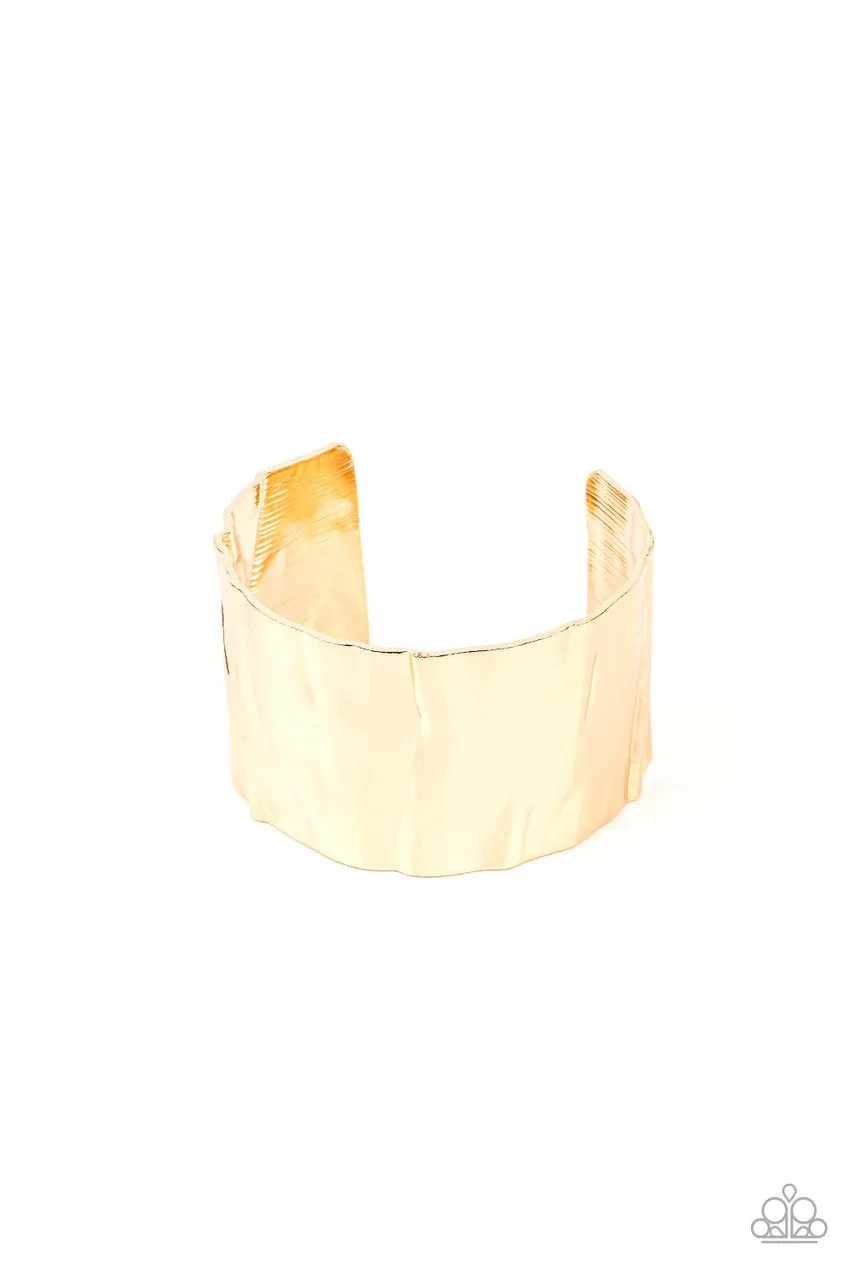 Modern Metallurgy - Gold - Textured Metal Paparazzi Cuff Bracelet