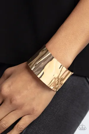 Modern Metallurgy - Gold - Textured Metal Paparazzi Cuff Bracelet