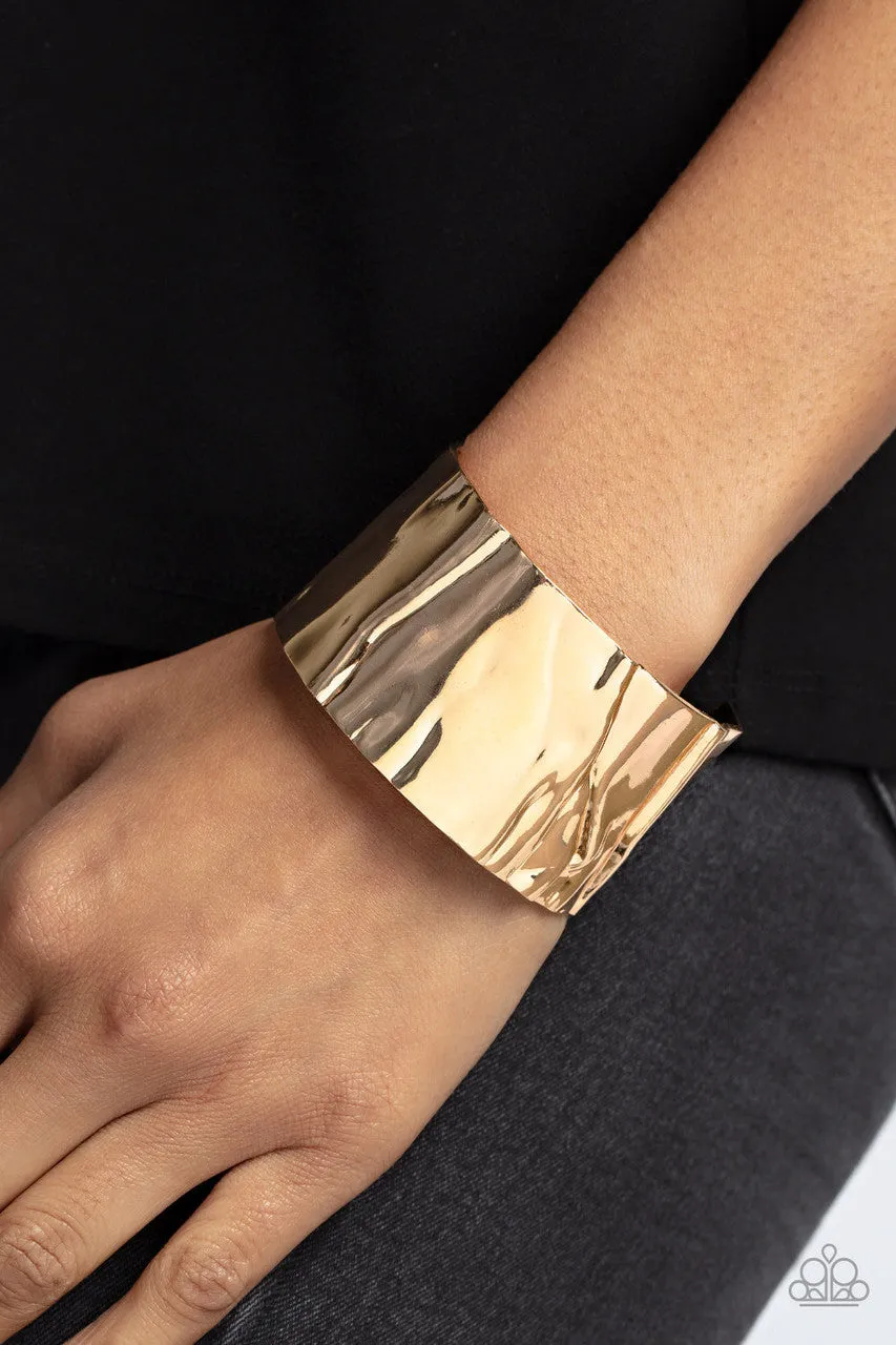 Modern Metallurgy - Gold - Textured Metal Paparazzi Cuff Bracelet