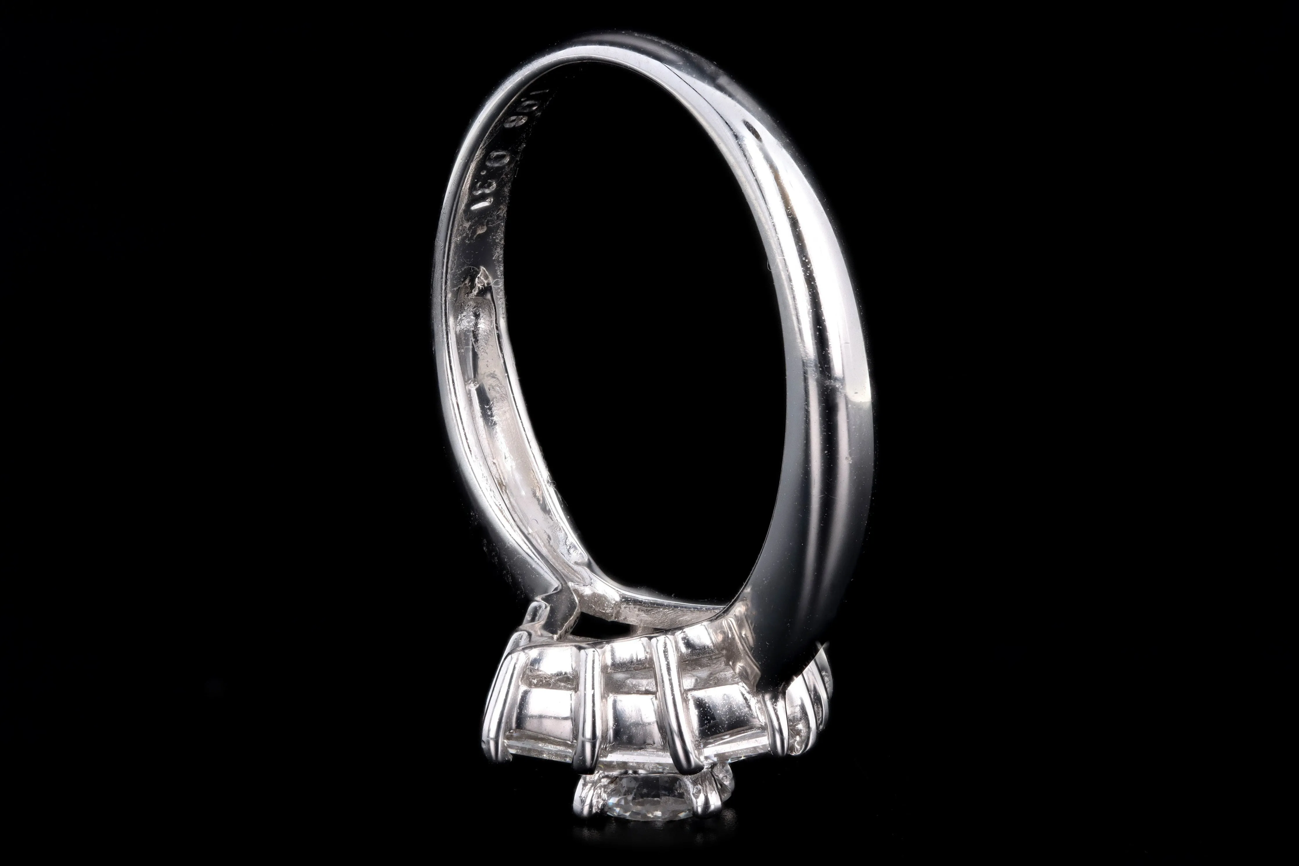 Modern Platinum .31 Carat Round Brilliant & Asscher Cut Diamond Ring