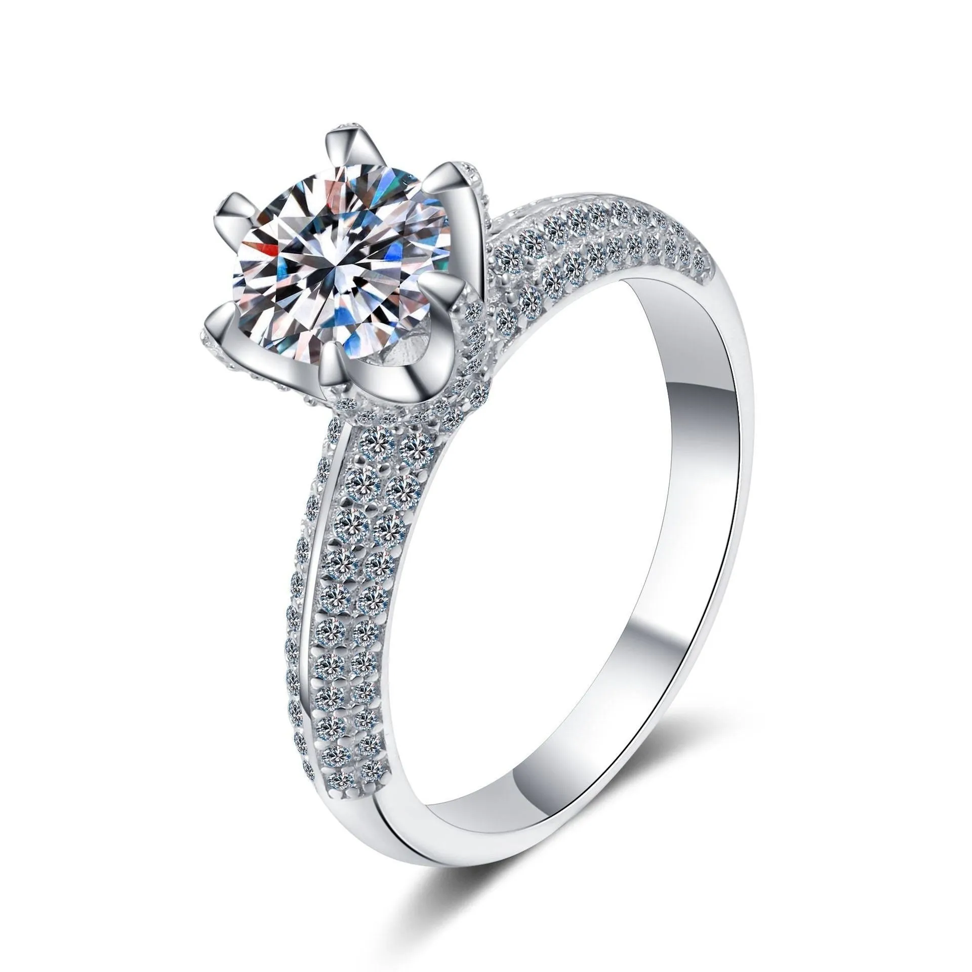 Moissanite Engagement Rings-Classic Solitaire Rings-RM011