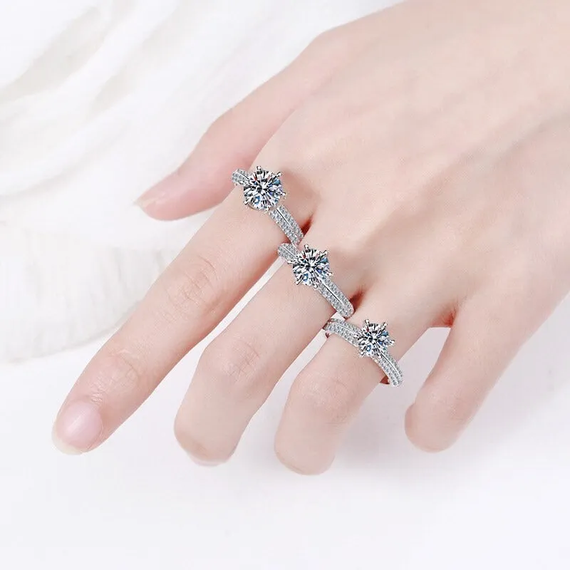 Moissanite Engagement Rings-Classic Solitaire Rings-RM011